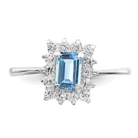 Sterling Silver Rhodium Blue Topaz Ring view 5