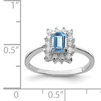 Sterling Silver Rhodium Blue Topaz Ring view 3