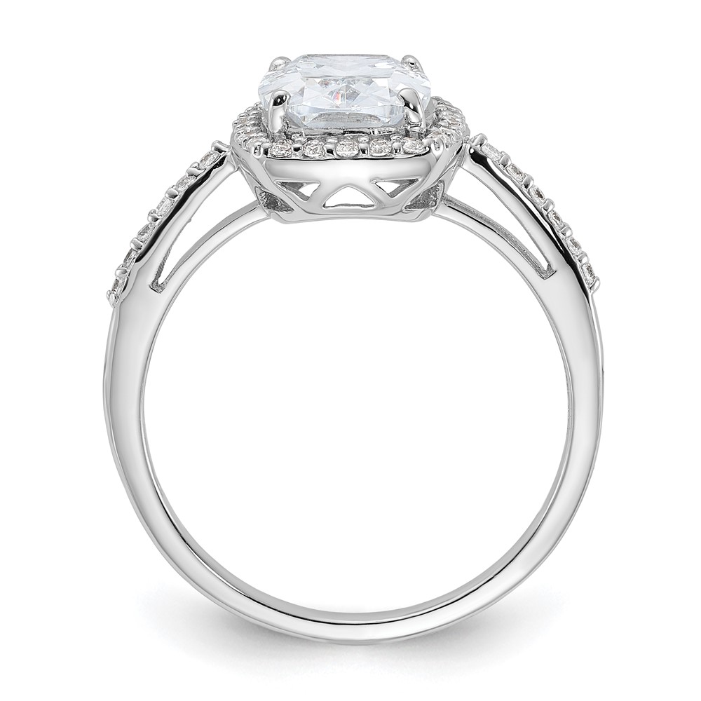 Sterling Silver Rhodium-plated 9x7 Cushion CZ Ring (QR6950-8)