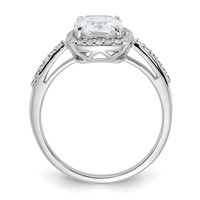 Sterling Silver Rhodium-plated 9x 7 Cushion CZ Ring view 2