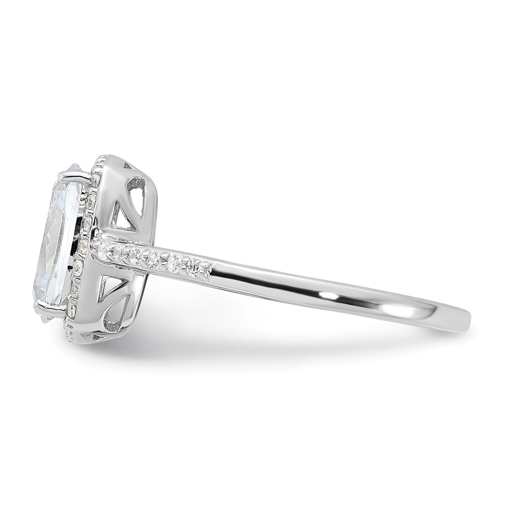 Sterling Silver Rhodium-plated 9x7 Cushion CZ Ring (QR6950-8)