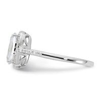 Sterling Silver Rhodium-plated 9x 7 Cushion CZ Ring view 3