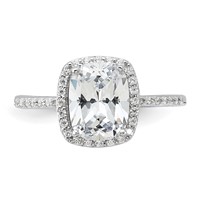 Sterling Silver Rhodium-plated 9x 7 Cushion CZ Ring view 4