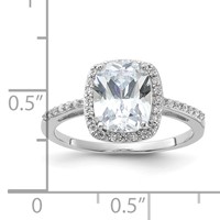 Sterling Silver Rhodium-plated 9x 7 Cushion CZ Ring view 5