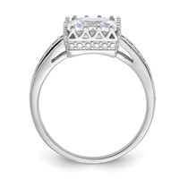Sterling Silver Rhodium-plated Polished CZ Ring view 2