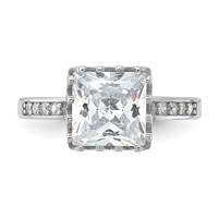 Sterling Silver Rhodium-plated Polished CZ Ring view 4