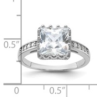 Sterling Silver Rhodium-plated Polished CZ Ring view 5