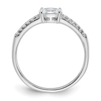 Sterling Silver Rhodium-plated Oval CZ Ring view 2