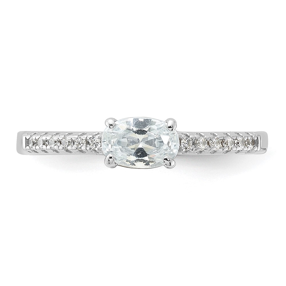 Sterling Silver Rhodium-plated Oval CZ Ring (QR6952-6)