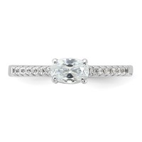 Sterling Silver Rhodium-plated Oval CZ Ring view 4