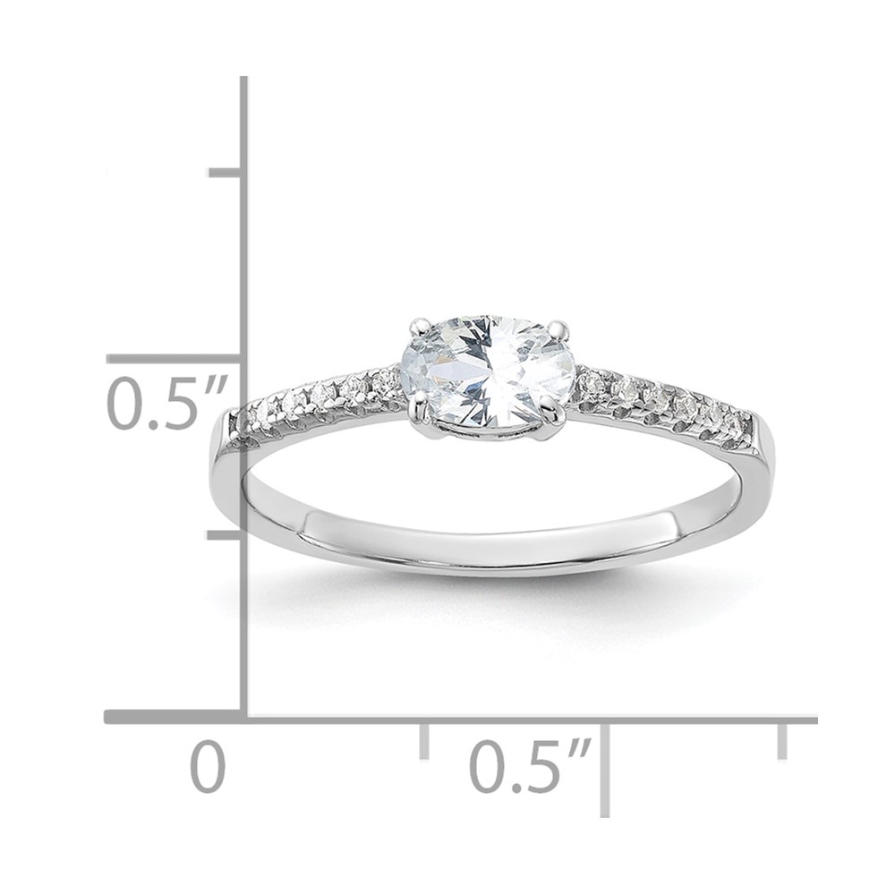 Sterling Silver Rhodium-plated Oval CZ Ring (QR6952-6)