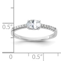 Sterling Silver Rhodium-plated Oval CZ Ring view 5
