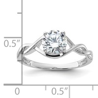 Sterling Silver Rhodium-plated 6.5mm CZ Twisted Ring view 5
