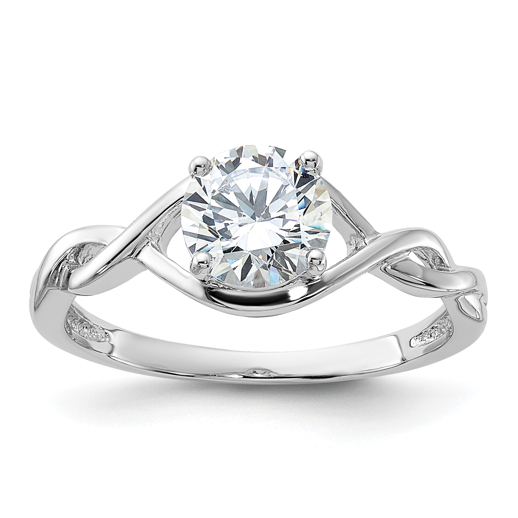 Sterling Silver Rhodium-plated 6.5mm CZ Twisted Ring (QR6954-6)