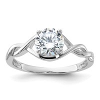 Sterling Silver Rhodium-plated 6.5mm CZ Twisted Ring view 1