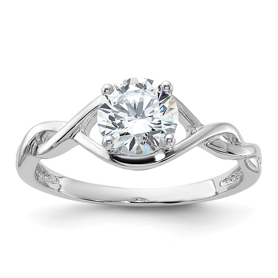 Sterling Silver Rhodium-plated 6.5mm CZ Twisted Ring