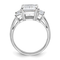 Sterling Silver Rhodium-plated Emerald-cut CZ 3-stone Ring view 2