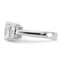 Sterling Silver Rhodium-plated Emerald-cut CZ 3-stone Ring view 3