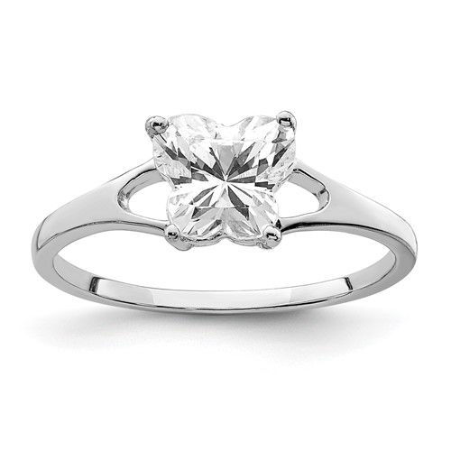 Sterling Silver Rhodium-plated CZ Butterfly Ring