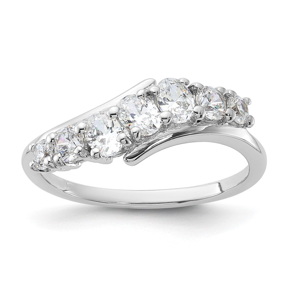 Sterling Silver Rhodium-plated 7-stone CZ Ring