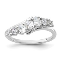 Sterling Silver Rhodium-plated 7-stone CZ Ring view 1