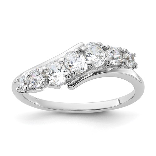 Sterling Silver Rhodium-plated 7-stone CZ Ring