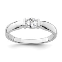 Sterling Silver Rhodium-plated Oval CZ Ring view 1