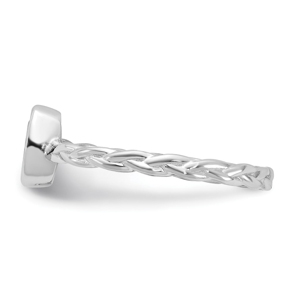 Sterling Silver Rhodium Plated CZ Braided Ring (QR6961-6)