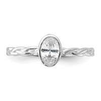 Sterling Silver Rhodium Plated CZ Braided Ring view 4