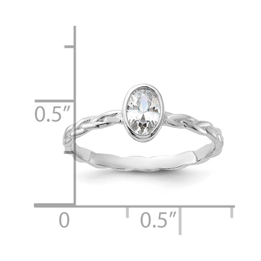Sterling Silver Rhodium Plated CZ Braided Ring (QR6961-6)