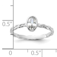 Sterling Silver Rhodium Plated CZ Braided Ring view 5