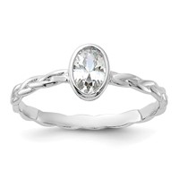 Sterling Silver Rhodium Plated CZ Braided Ring view 1