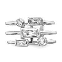 Sterling Silver Rhodium Plated CZ Ring view 4