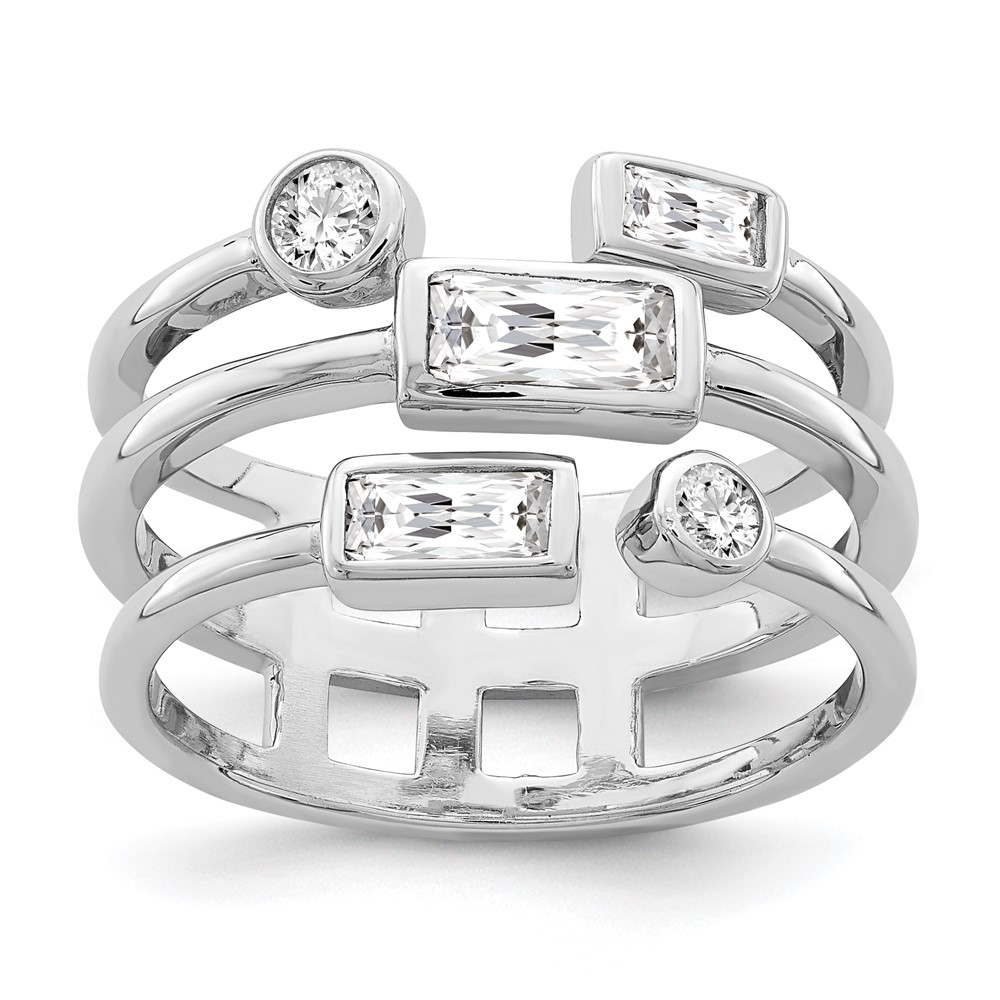 Sterling Silver Rhodium Plated CZ Ring