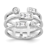 Sterling Silver Rhodium Plated CZ Ring view 1