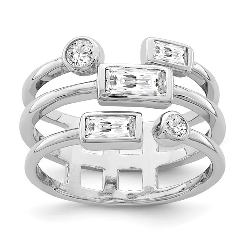 Sterling Silver Rhodium Plated CZ Ring