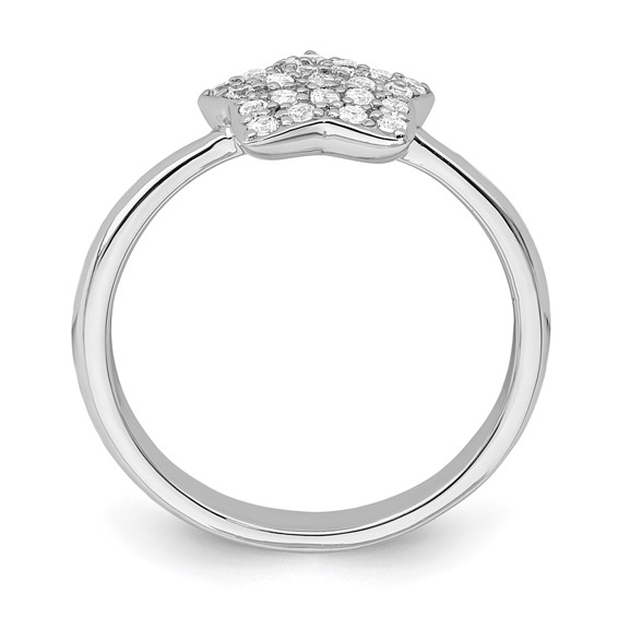 Sterling Silver Rhodium-plated CZ Star Ring