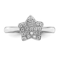Sterling Silver Rhodium-plated CZ Star Ring view 4