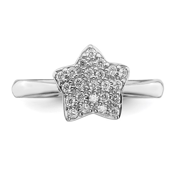 Sterling Silver Rhodium-plated CZ Star Ring