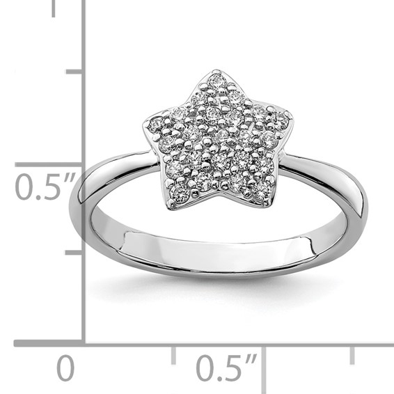 Sterling Silver Rhodium-plated CZ Star Ring