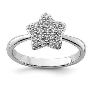 Sterling Silver Rhodium-plated CZ Star Ring