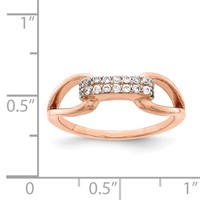 Sterling Silver Rose-tone Rectangular CZ Ring view 3