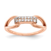 Sterling Silver Rose-tone Rectangular CZ Ring view 1