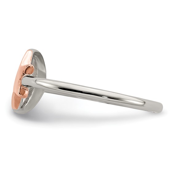 Sterling Silver Rose-tone Moon & Star Ring