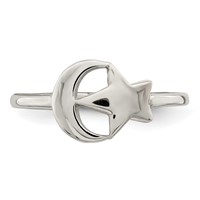 Sterling Silver Rose-tone Moon & Star Ring view 4