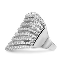Sterling Silver Rhodium-plated Multi CZ Wave Design Ring view 3
