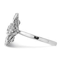 Sterling Silver Rhodium Plated CZ Flower Ring view 4