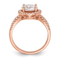 Sterling Silver Rose-tone 8mm Center CZ Halo Ring view 2