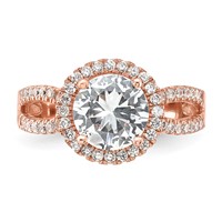 Sterling Silver Rose-tone 8mm Center CZ Halo Ring view 5