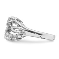 Sterling Silver Rhodium-plated 2-Row Wave CZ Ring view 4